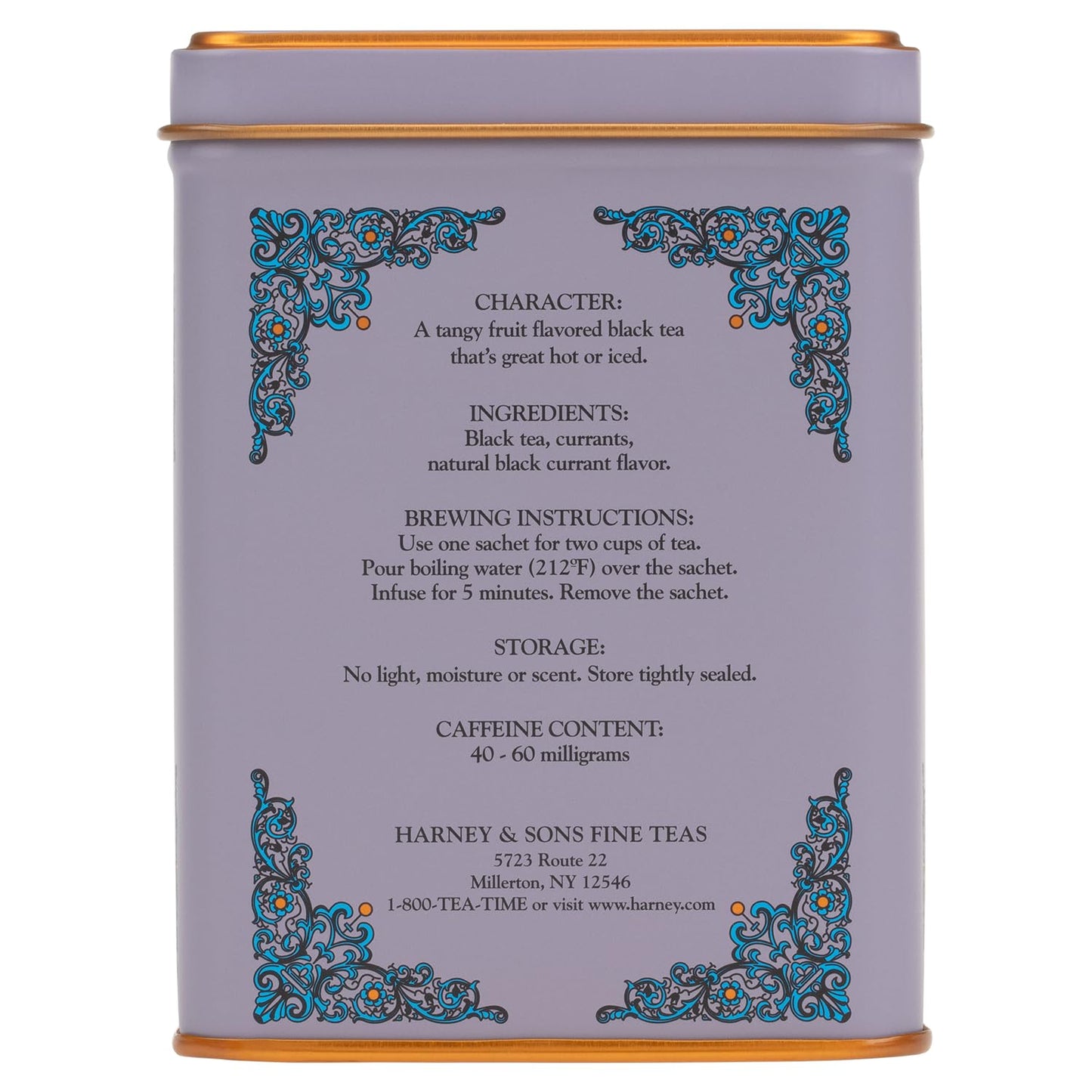 Harney & Sons Caffeinated Tea Tin Sachets, Black Currant, 20 Count