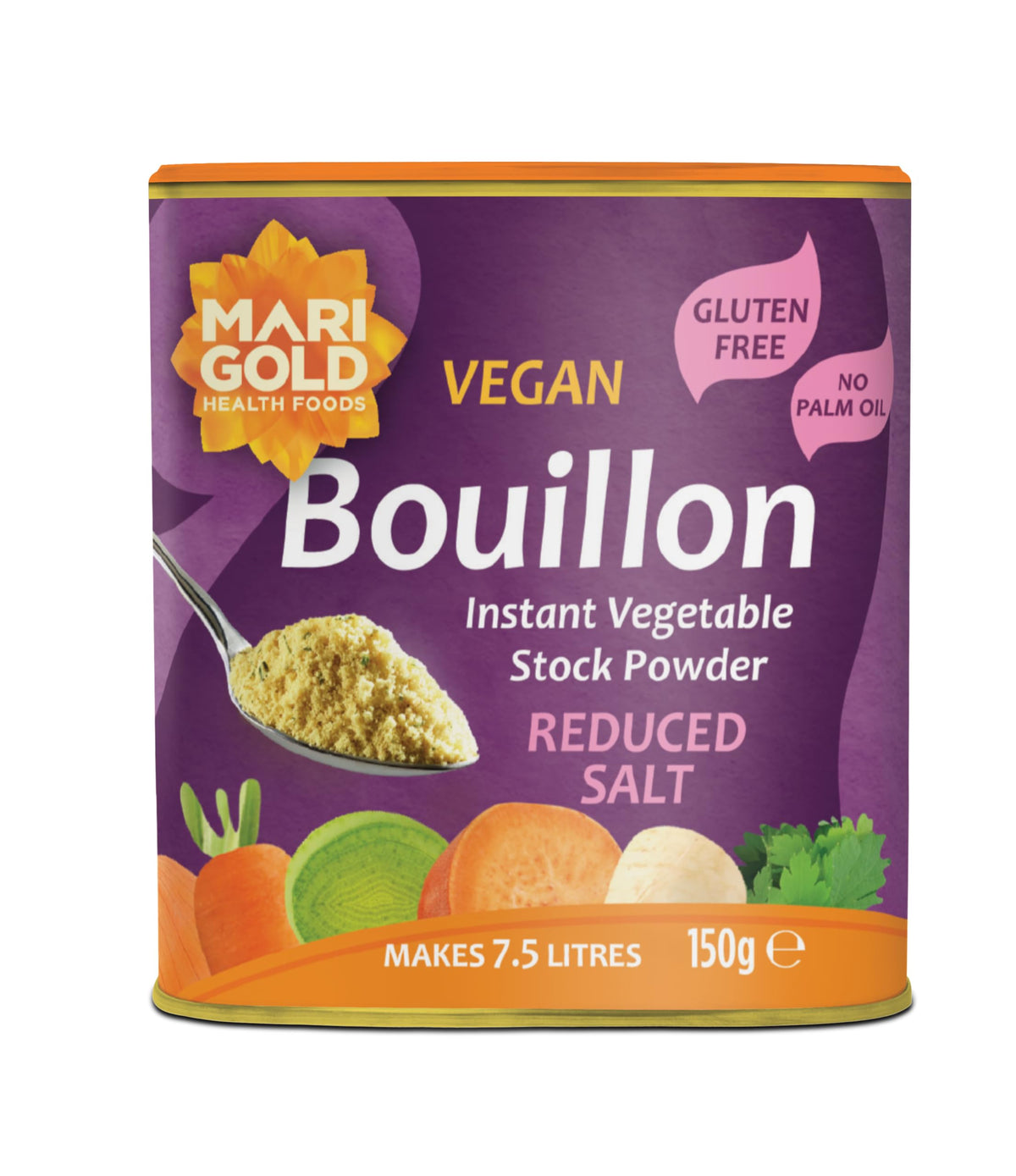 Marigold Swiss Vegetable Vegan Bouillon Powder Reduced Salt 150 g