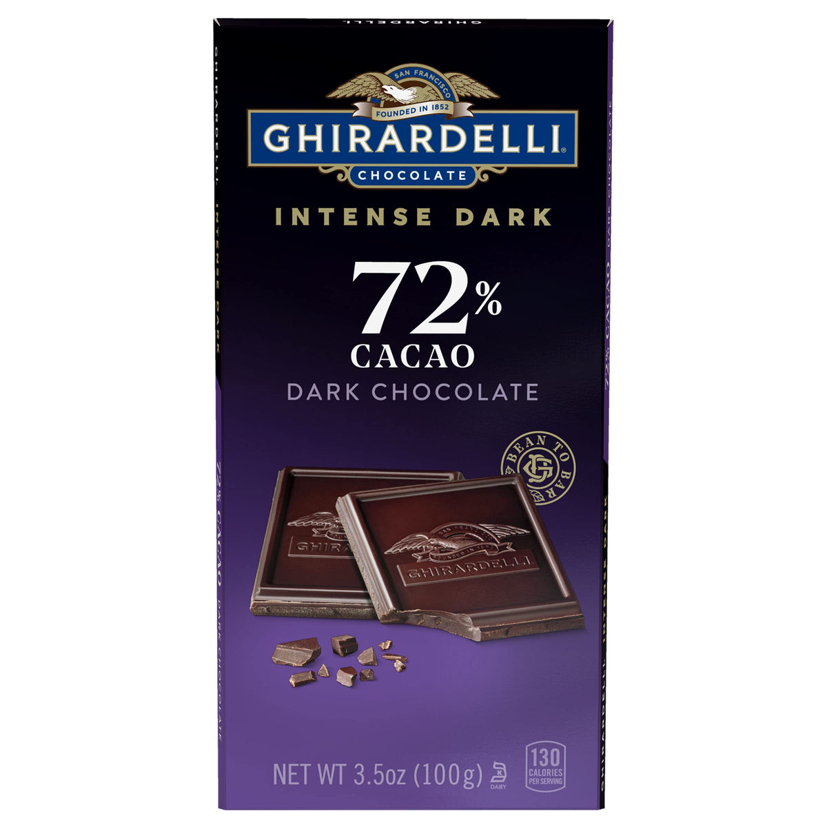 Ghirardelli Intense Dark Chocolate Bar, 72% Cacao, 3.5 Oz Bar (Pack Of 12)