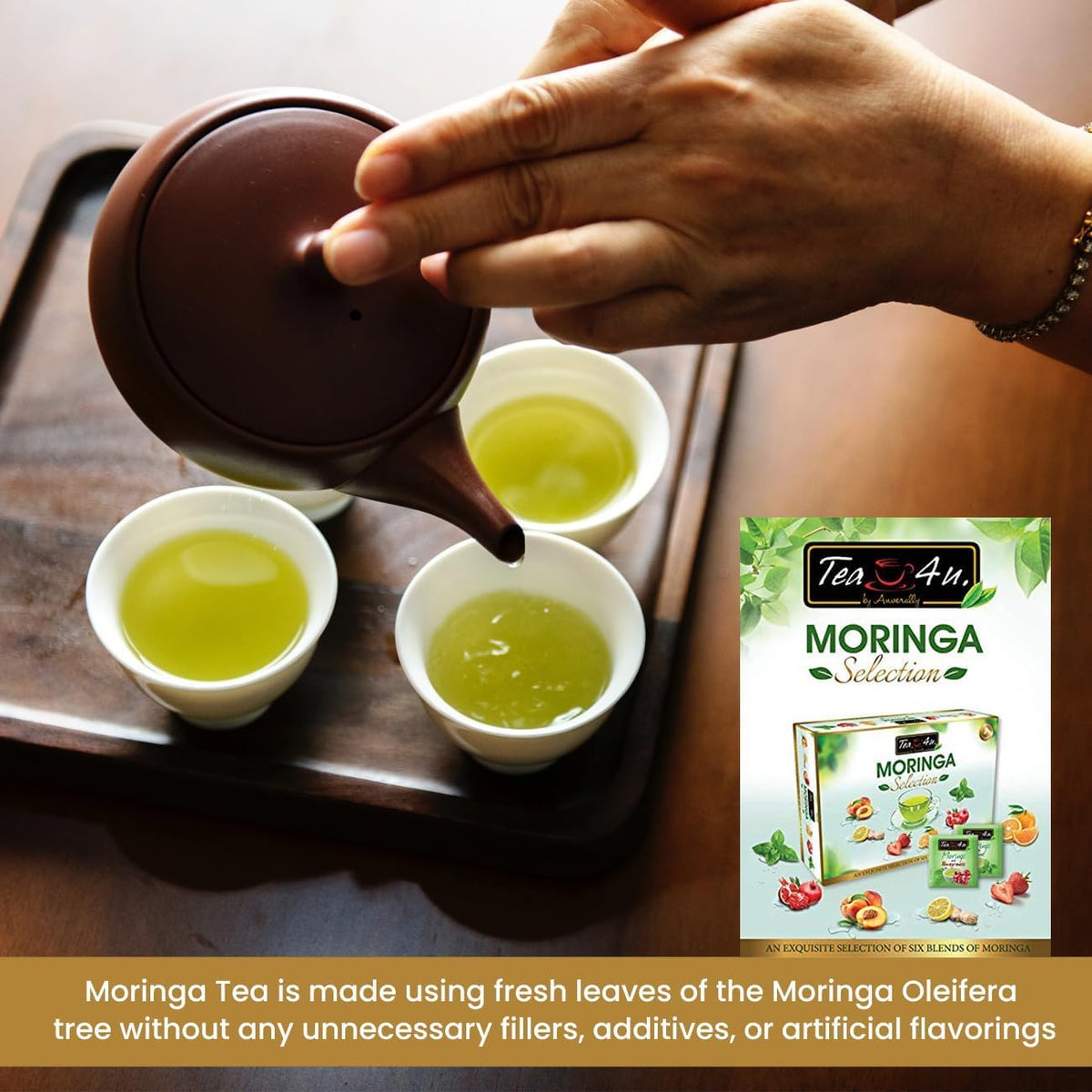 Tea4U Moringa Oleifera Flavored Energy Tea (Moringa Selection) | With Freshness Flavourful Blended Distinct Flavors - 25 Count S