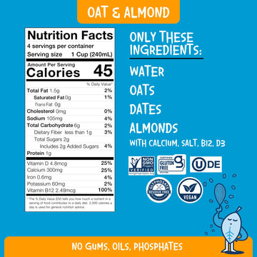 PLANTSTRONG Oat & Almond Milk 32oz (6 Pack) - NON-GMO - Plant Based, Vegan - Gluten Free Dairy Free - Shelf Stable - Lactose Fre