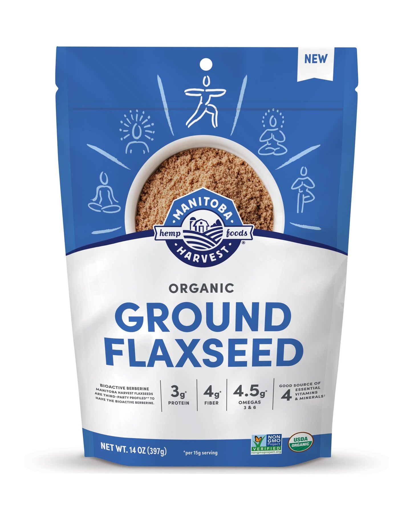 Manitoba Harvest Organic Ground Flaxseed, 3g Plant Based Protein and 4.5g Omegas 3 & 6 per 15g Serving  Perfect for Smoothies, 