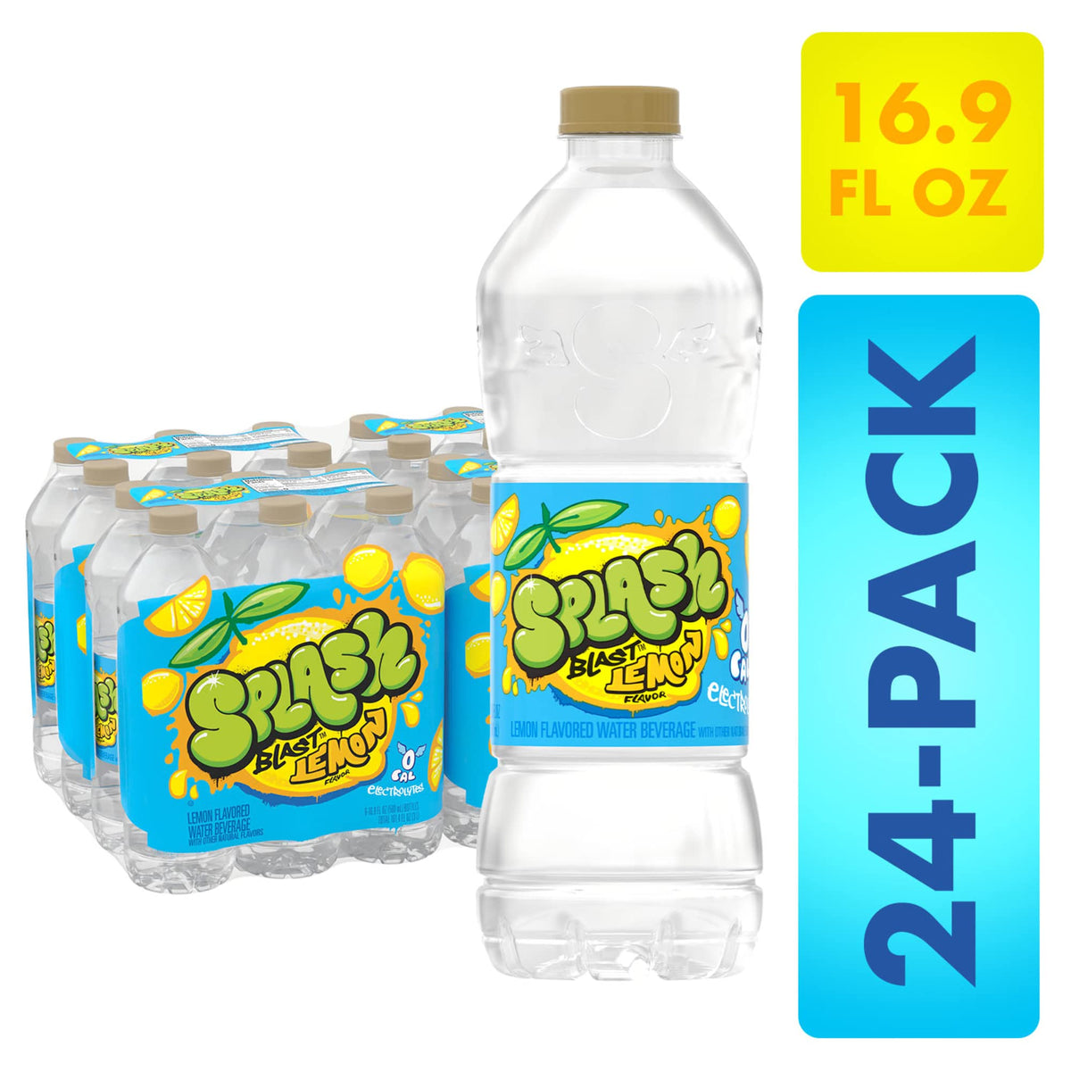 SPLASH BLAST Splash Refresher Lemon Flavor Water Beverage, 16.9 Fl Oz Bottles, 24 Count