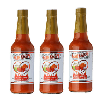 Marie Sharps Hot Habanero Pepper Sauce, 10 oz - Authentic Belizean Hot Sauce with Fresh Red Habanero Peppers | Pack of 3