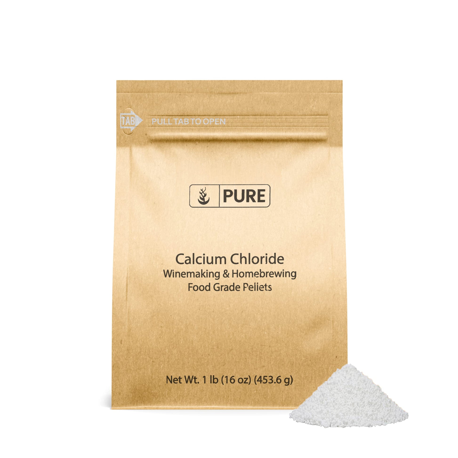 PURE ORIGINAL INGREDIENTS Calcium Chloride Food Safe for Wine Making & Cheese Making, 1 lb, White