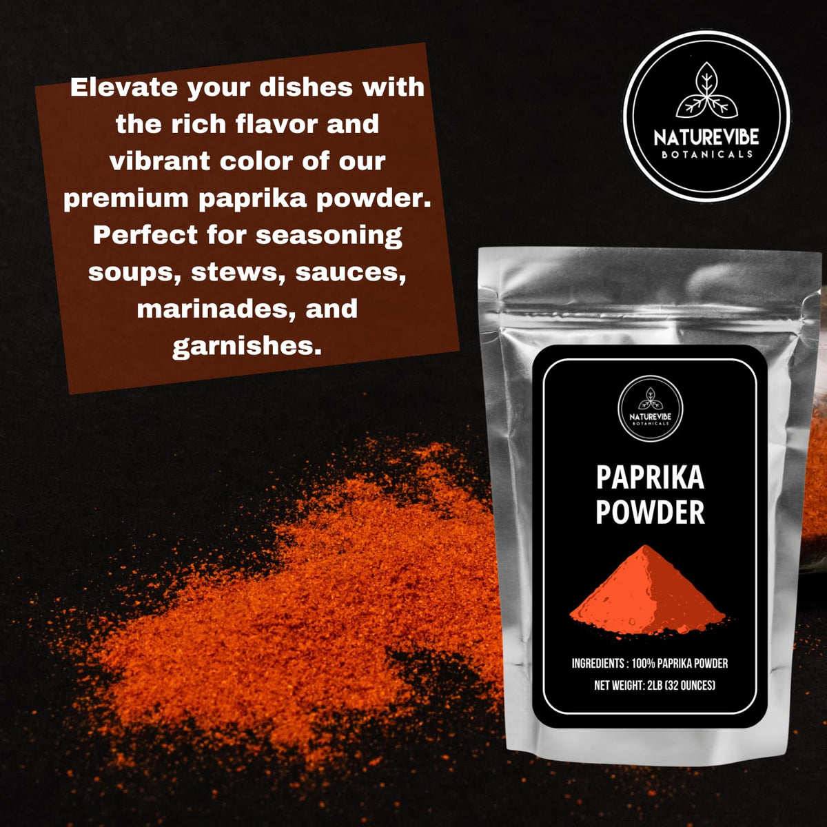 Naturevibe Botanicals Paprika Powder Ground Seasoning 2lb - Ideal for Garnishing
