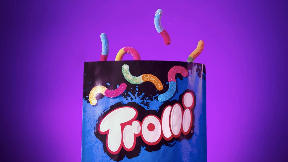 Trolli Sour Brite Crawlers, Very Berry, Sour Gummy Worms, 28.8 Ounce Resealable Bag (Pack of 4)