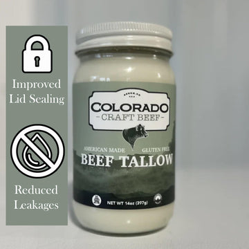 Colorado Craft Beef - 100% Pure Beef Tallow For Cooking, Gluten Free, Grass Fed, No Sugar Added, Keto Friendly, 2 Pack (14Oz Eac