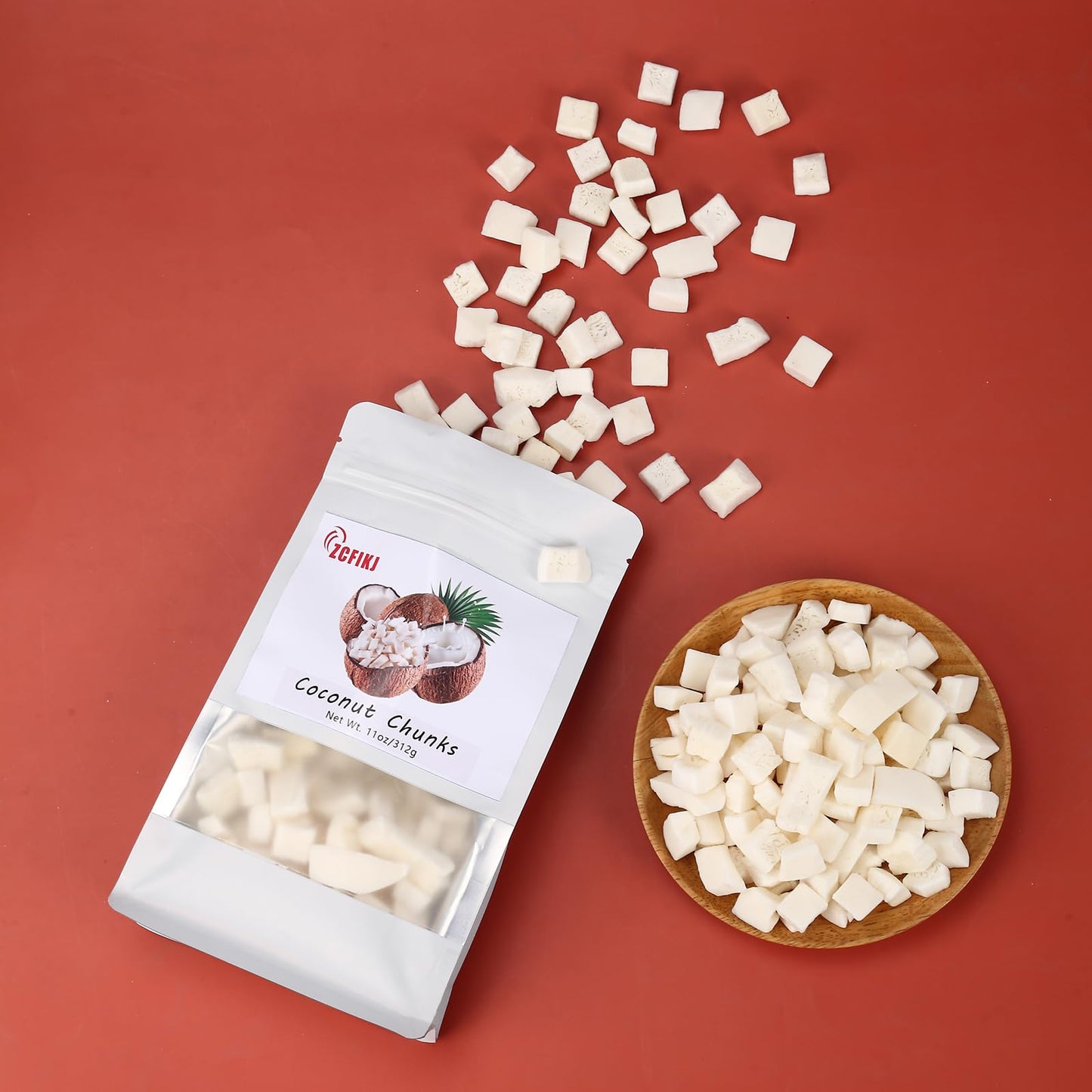 Dried Coconut Chunks 11oz/312g,Natural Freeze Dried Fruit Snack | Coconut Crunchy Flakes Unsweetened | Refreshing and Delicious