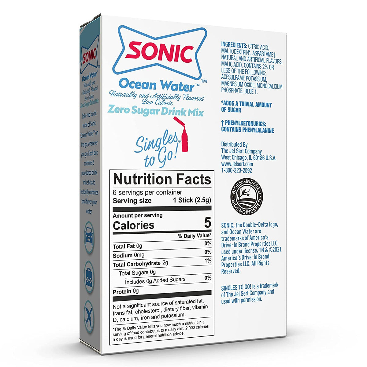 Sonic Singles To Go Powdered Drink Mix, Ocean Water, 6 Ct (Pack Of 4)