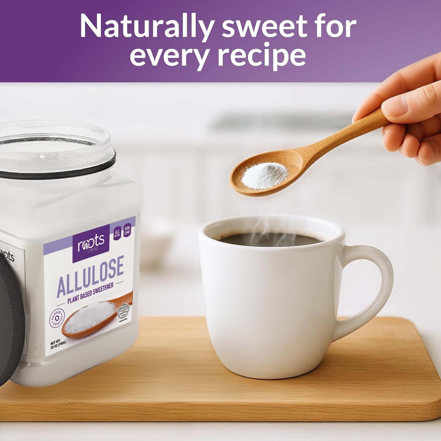 Roots Circle Allulose Sweetener - Zero Calorie Sugar Alternative - Plant-Based - 25 Ounces - Kosher, Non-GMO, Gluten-Free