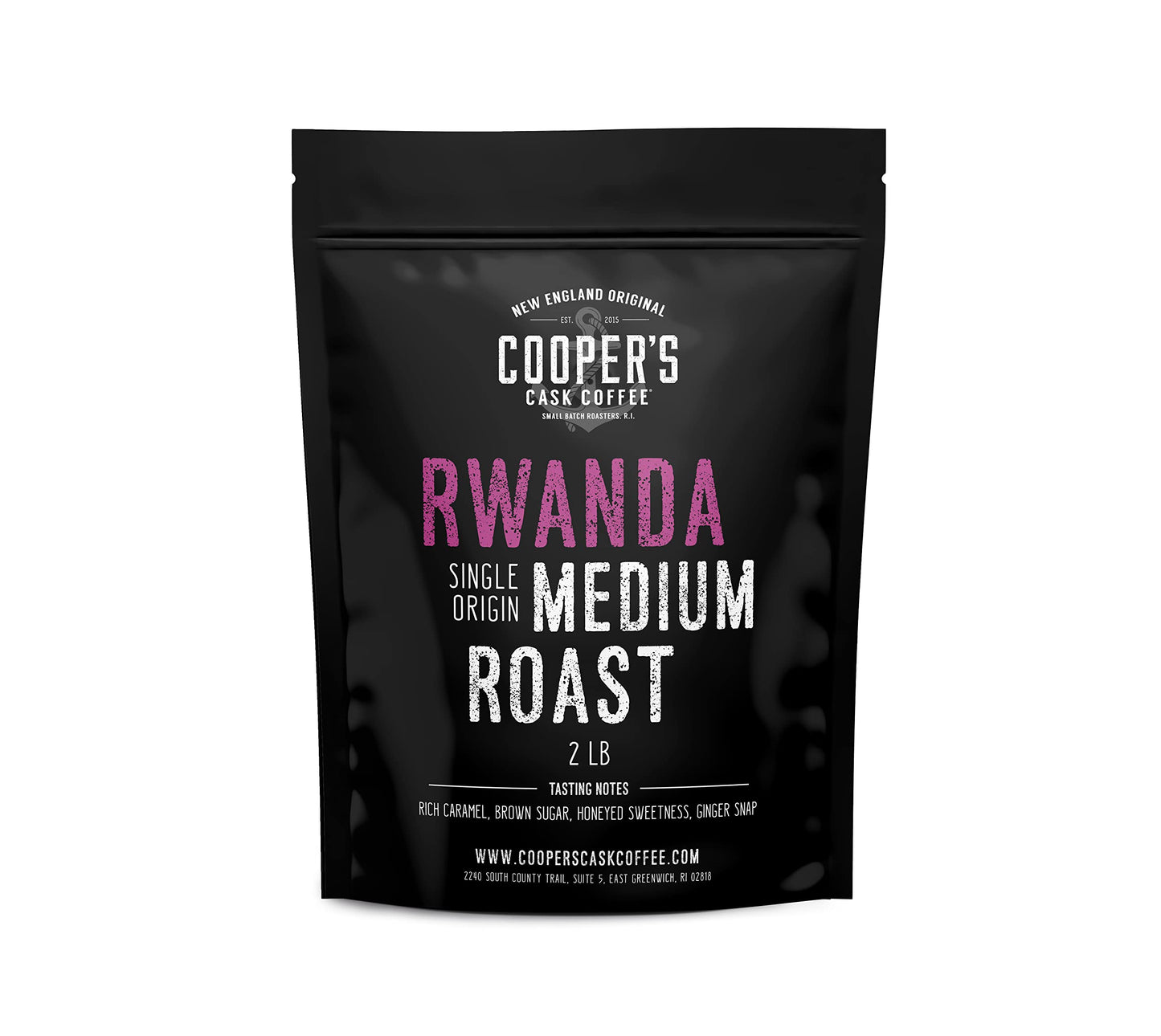 Coopers Cask Coffee Rwanda Medium Roast Whole Coffee Beans - 2lb Bag