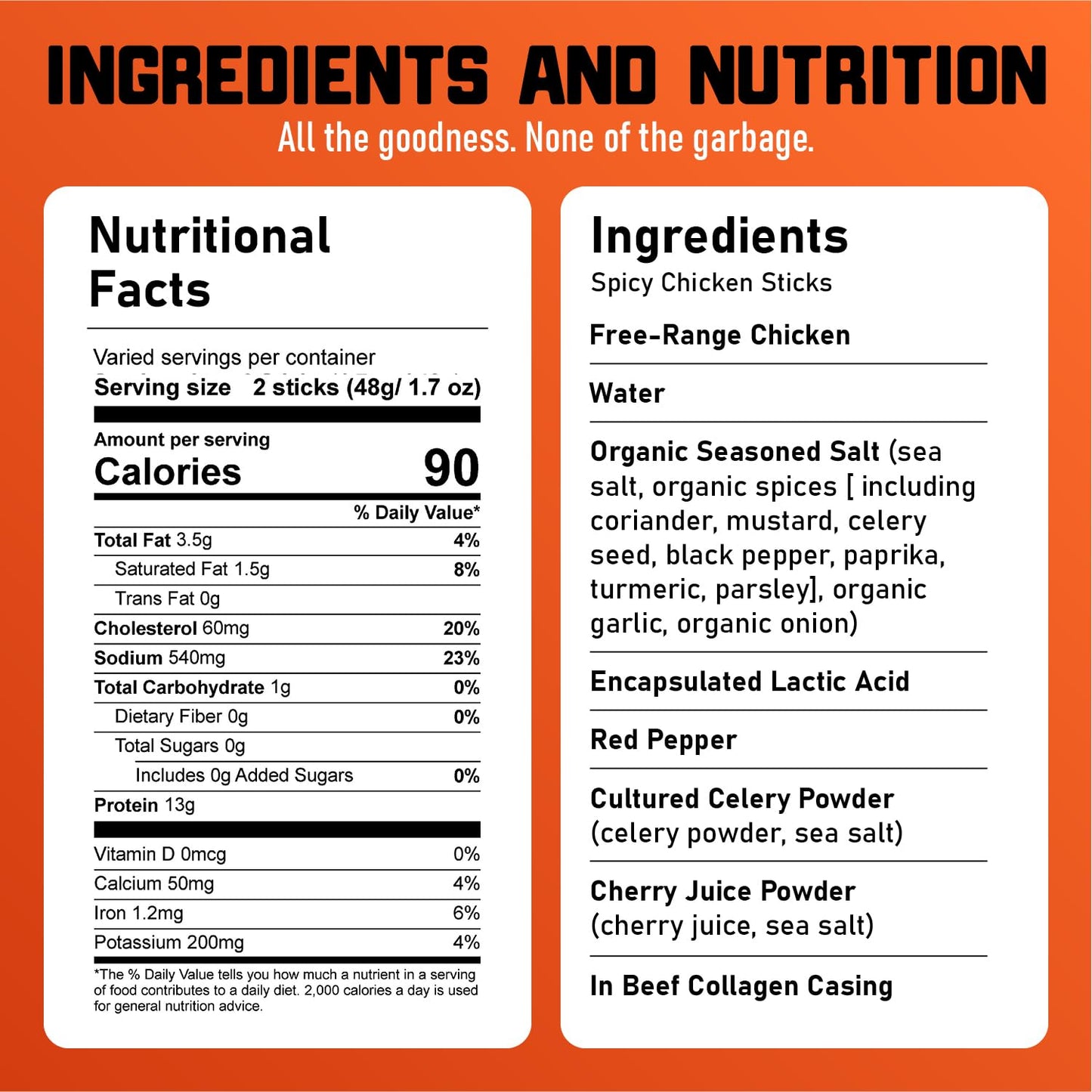 Nicks Sticks Spicy Free Range Clean & Balanced Chicken Snack Sticks | Made in the USA | Gluten Free | Paleo, Keto, Whole30 Appr