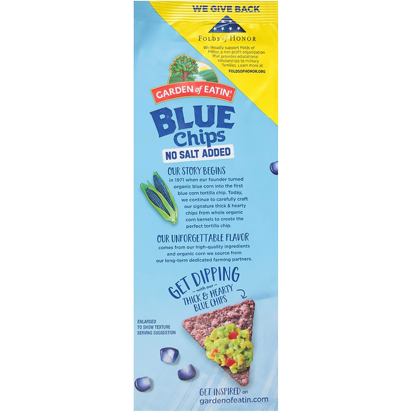 Garden of Eatin Tortilla Chips, Blues, No Salt Added, 10 Ounce