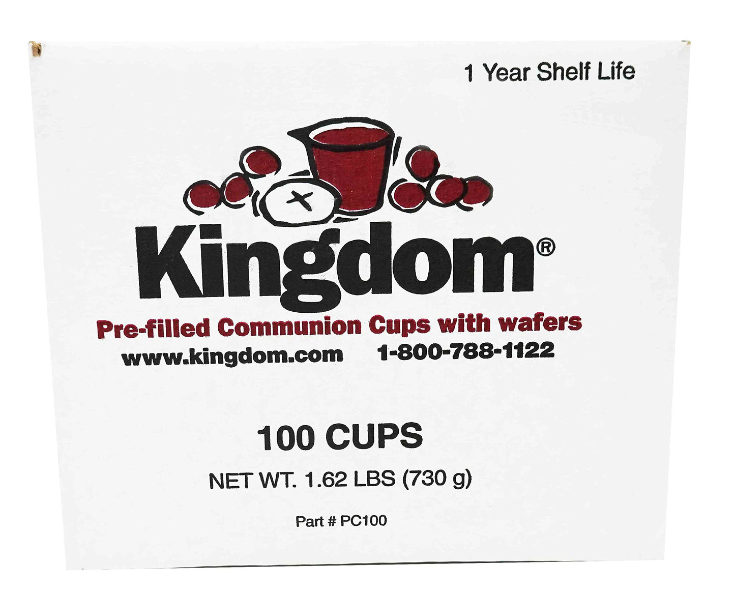 Kingdom Prefilled Communion Cup with Wafers(100 ct-red juice) Sealed in a Single-Serving Container with 1-Year Shelf Life, Perfe