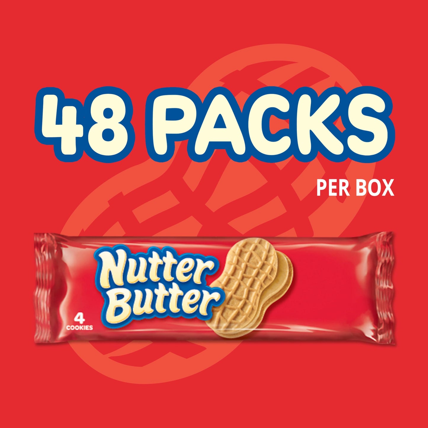 Nutter Butter Peanut Butter Sandwich Cookies, 48 Snack Packs (4 Cookies Per Pack, 4 Boxes)