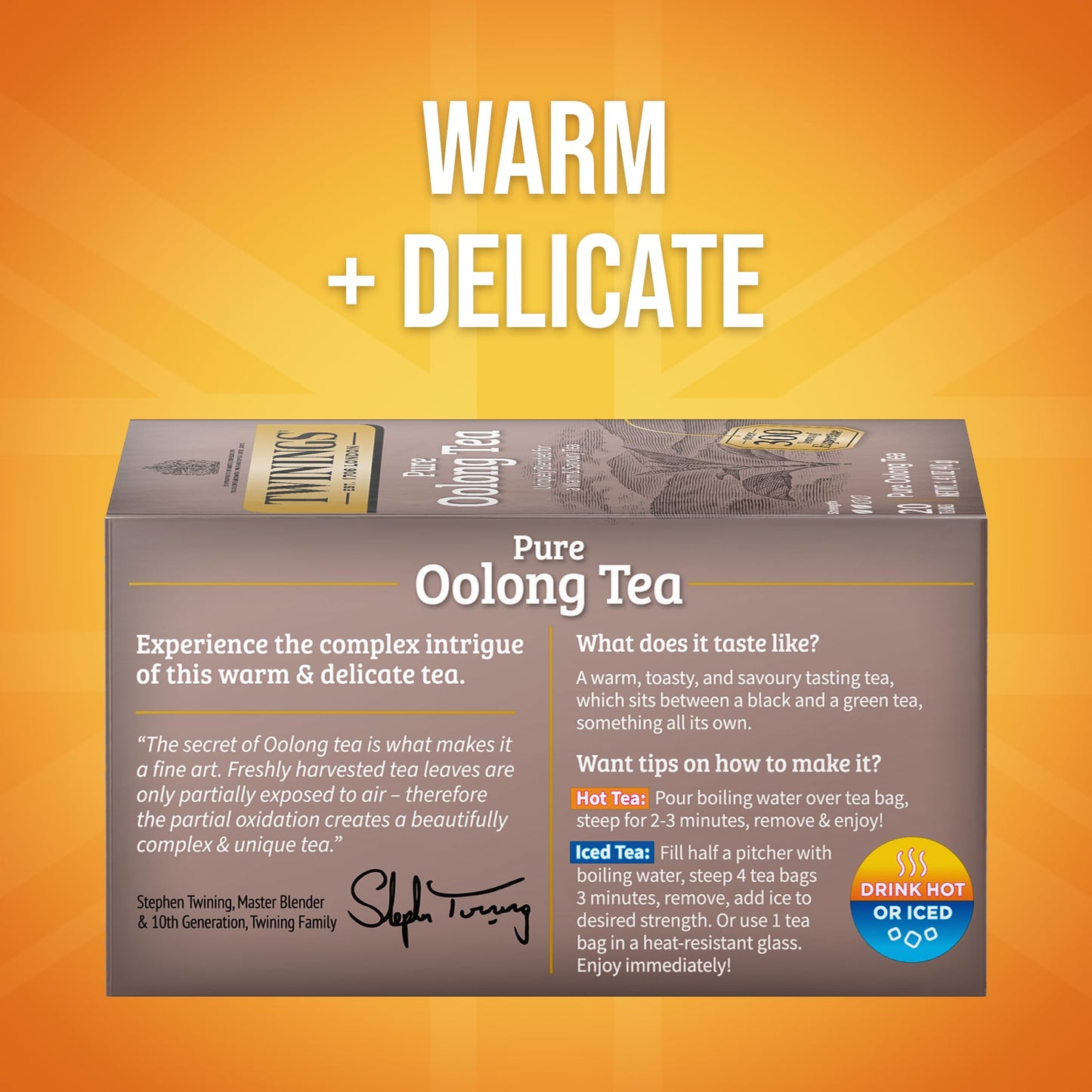 Twinings Pure Oolong Tea Individually Wrapped Bags, 20 Count (Pack of 6), Warm, Nutty Flavour & Golden Colour, Caffeinated, Enjo