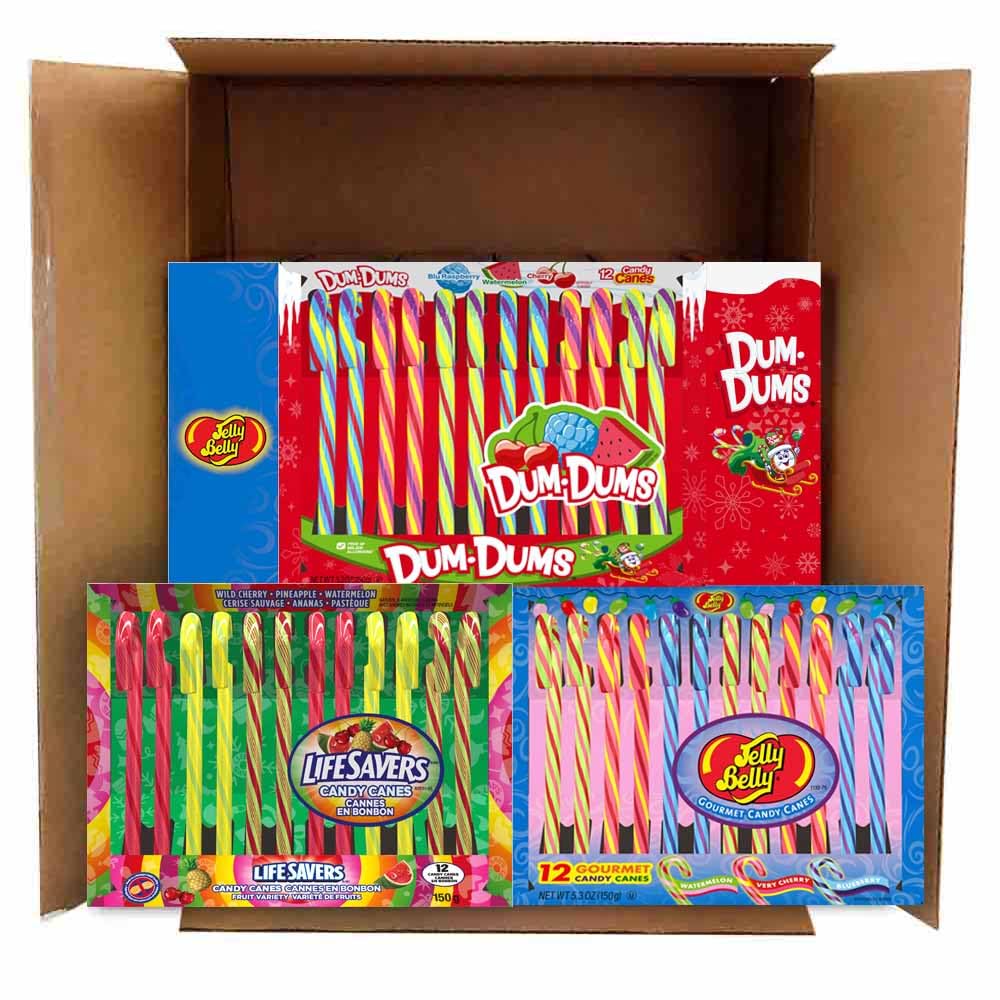 Candy Cane Mixed Pack - Lifesavers, Dum Dums, Jelly Belly - 144 Count