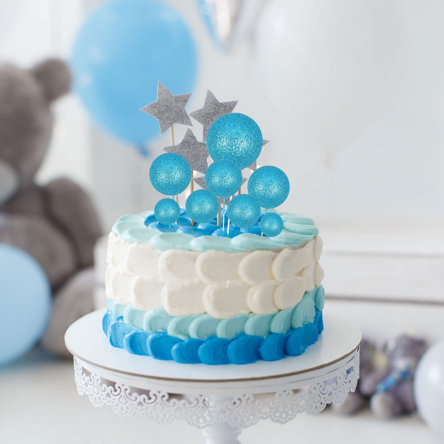 30Pcs Glitter Balls Cake Topper Diy Cake Insert Toppers Ball Cake Picks Cupcake Topper For Birthday Party Baby Shower Wedding Ca