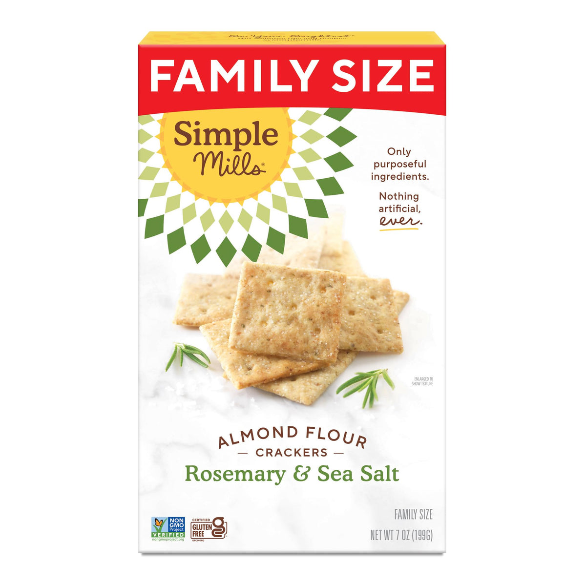 Simple Mills Almond Flour Crackers, Family Size, Rosemary & Sea Salt - Gluten Free, Vegan, Healthy Snacks, 7 Ounce (Pack of 1)