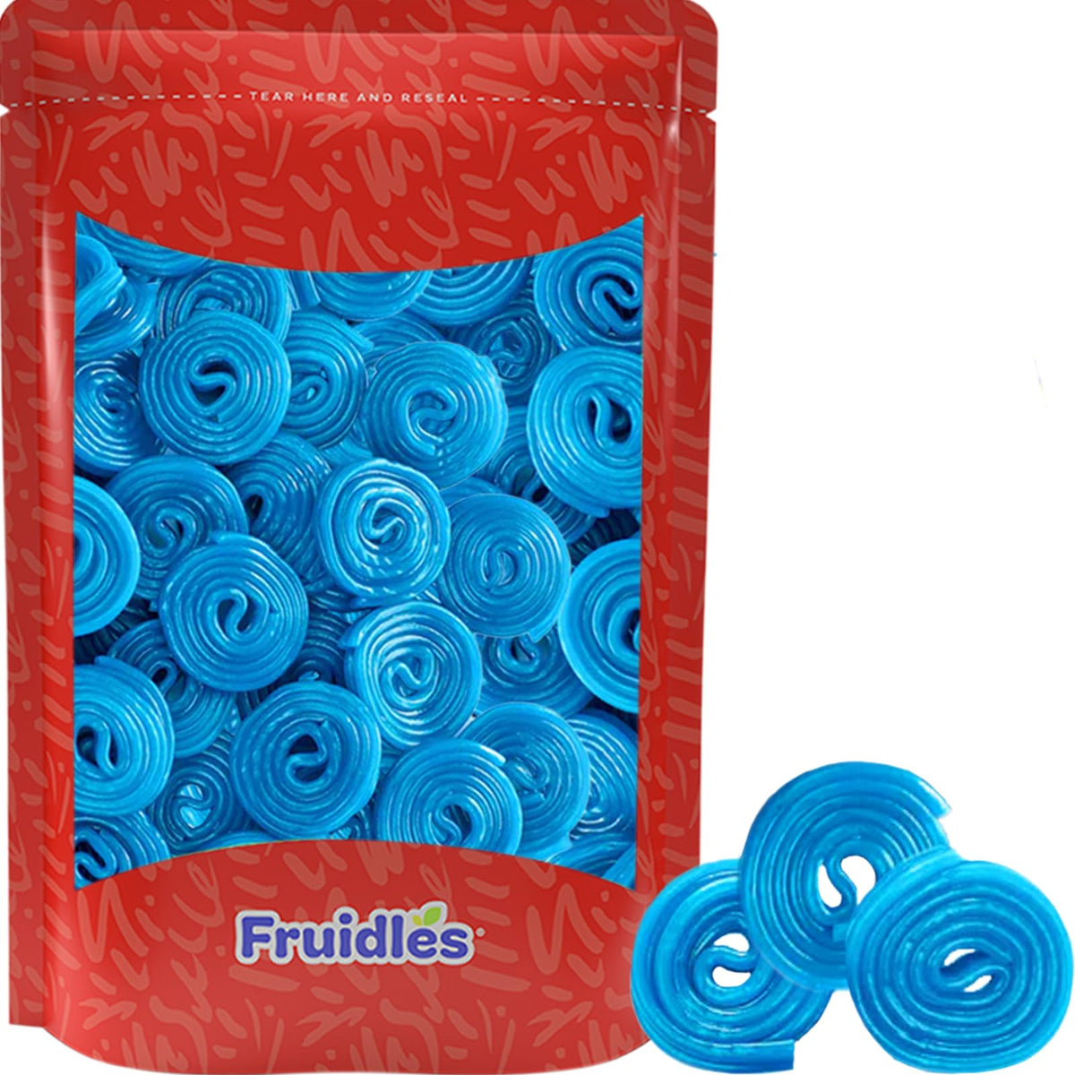 Fruidles Blue Raspberry Licorice Wheels Candy, Half-Pound Gourmet Licorice Rope Laces