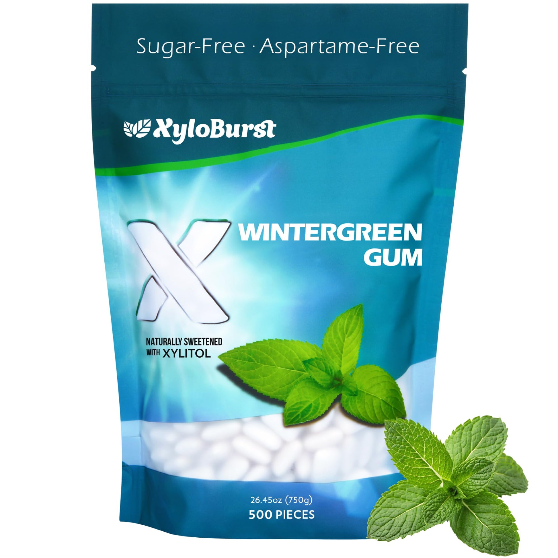 Xyloburst Xylitol Chewing Gum, Sugar Free, Gluten Free, Keto Friendly, 500-Count Bag