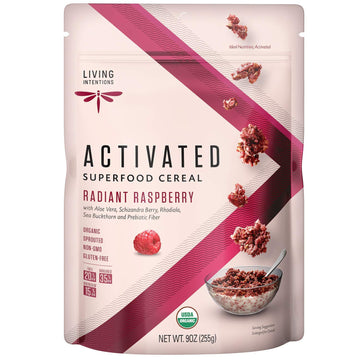 Living Intentions Organic Superfood Cereal - Radiant Raspberry – Nongmo – Gluten Free – Vegan – Paleo – Kosher – 9 Oz