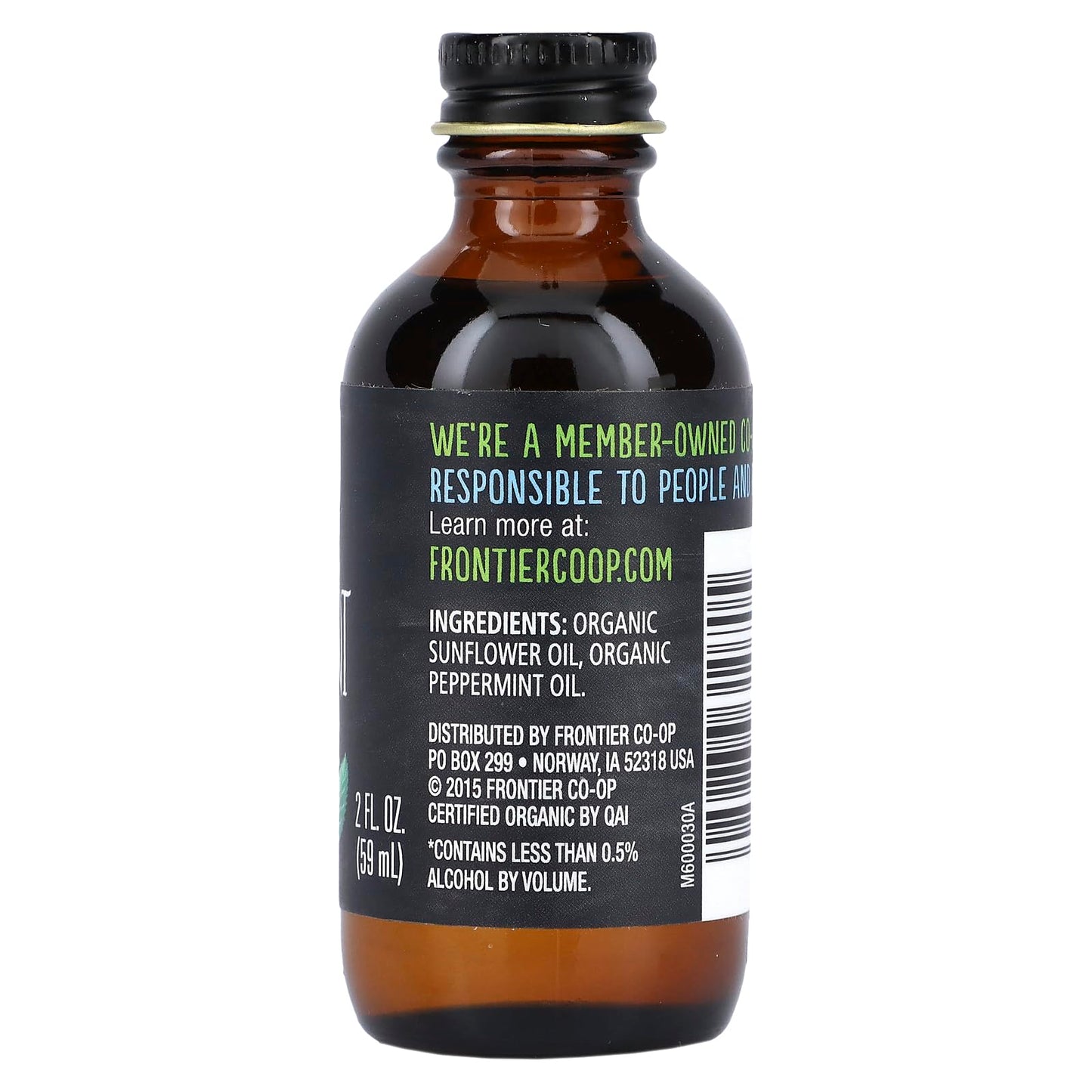 Frontier Peppermint Flavor Certified Organic, 2 Ounce Bottle