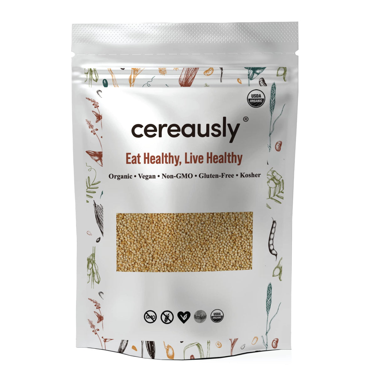 Cereausly Organic White Quinoa – Non-GMO, Vegan, Gluten-Free – 4 LB Bulk