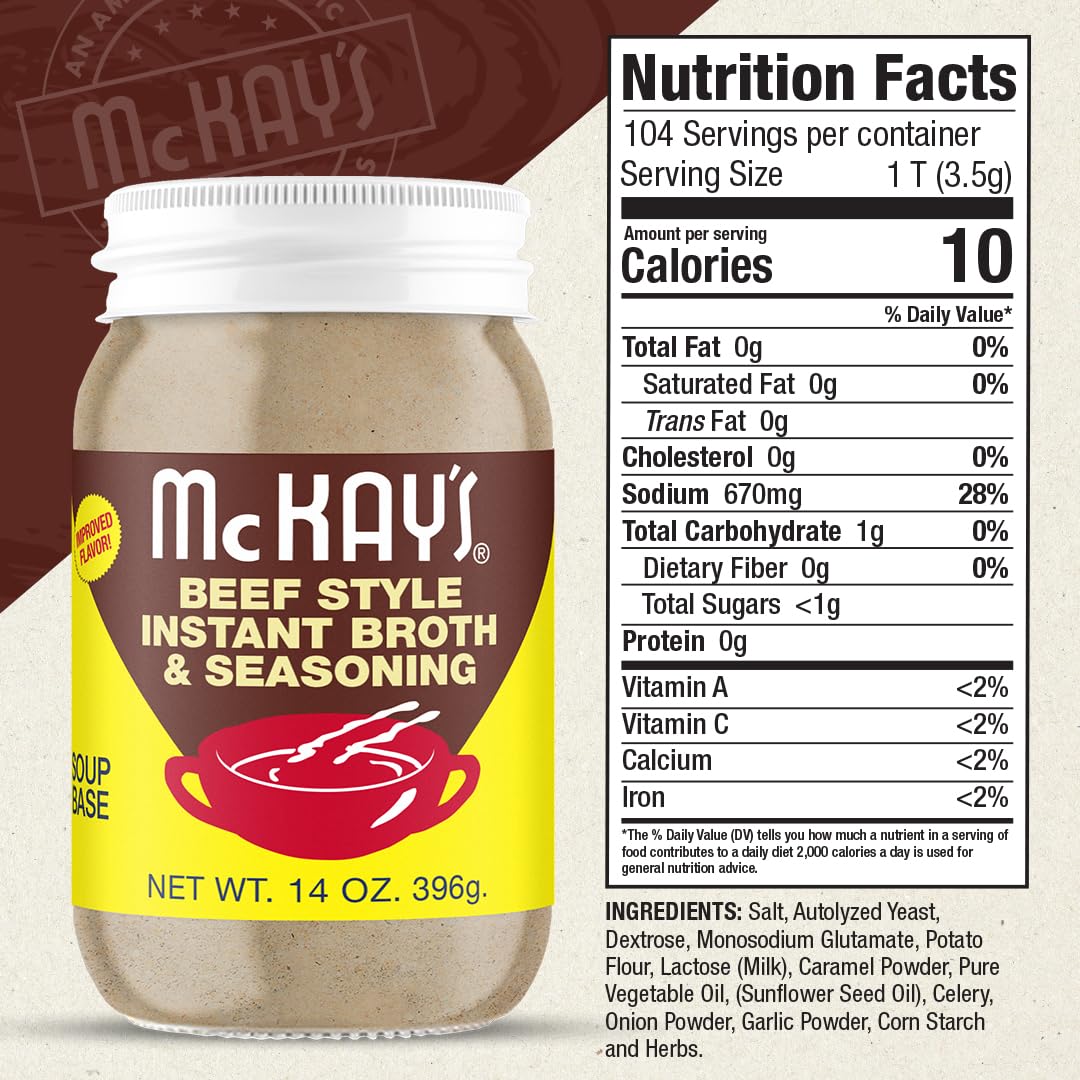 Mc Kay'S Chicken And Beef Flavored Powdered Soup Seasoning, Gluten Free Instant Broth, Bullion Cubes Substitute, Est. 1945 (Orig