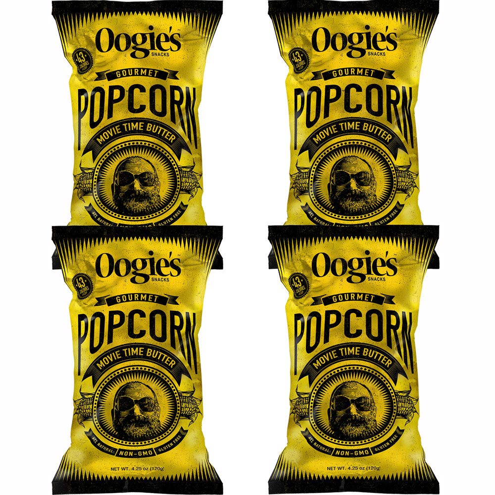Oogie'S Gourmet Popcorn | 4 Pack | Movie Time Butter Flavor | Gluten Free Popcorn Snacks | 4.25 Ounce Big Bag