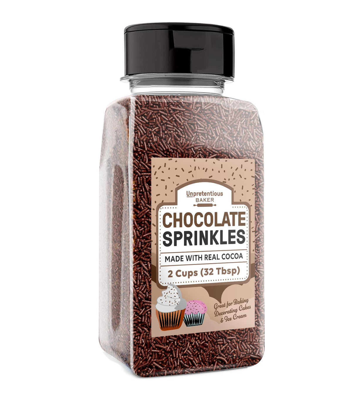 Unpretentious Chocolate Sprinkles, Perfect For Festivities, Multi-Use Shaker Bottle, Dessert Decorating