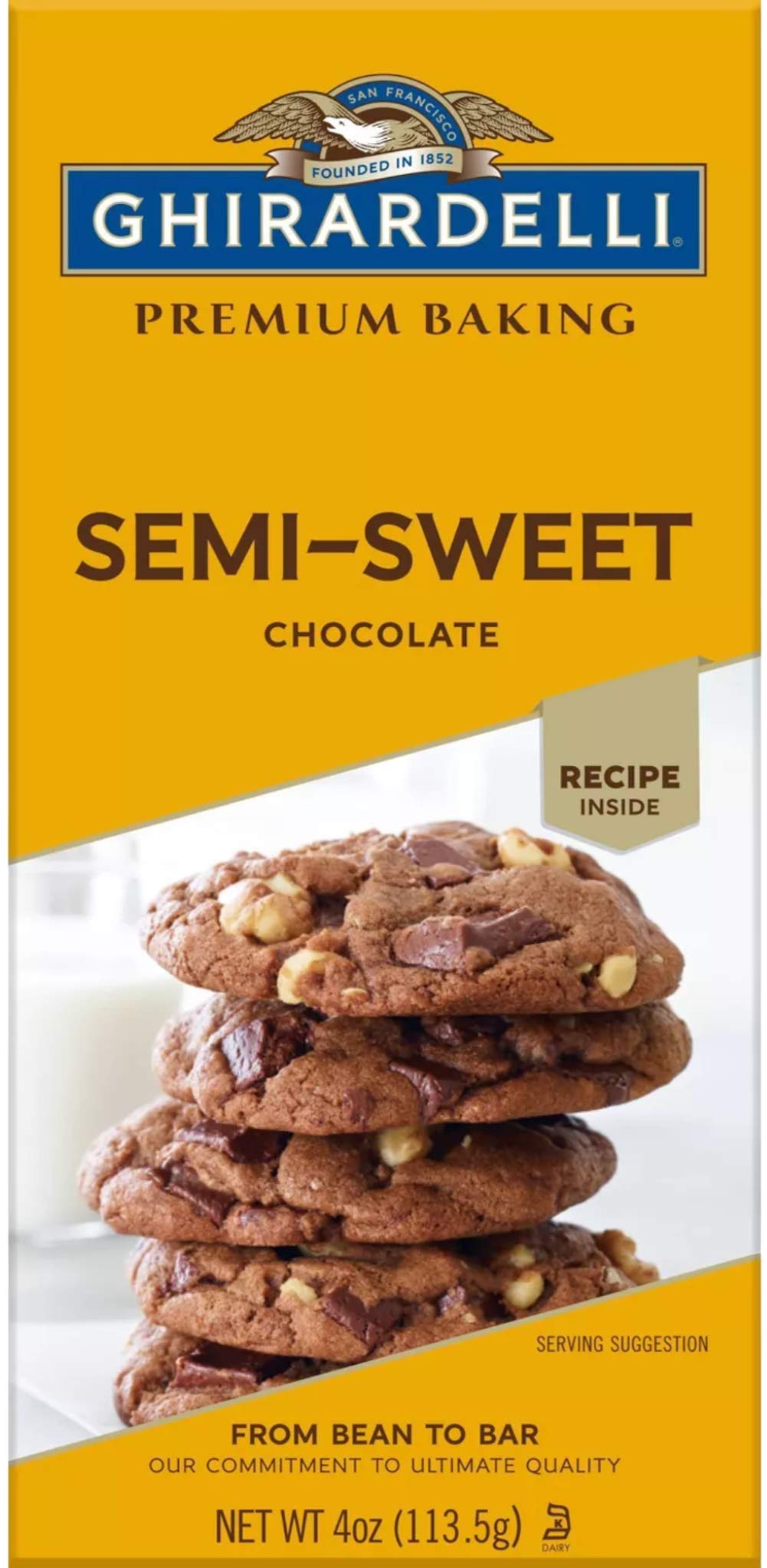 Ghirardelli Chocolate Baking Bar, Semi-Sweet Chocolate, 4-Ounce Bars (Pack Of 6)