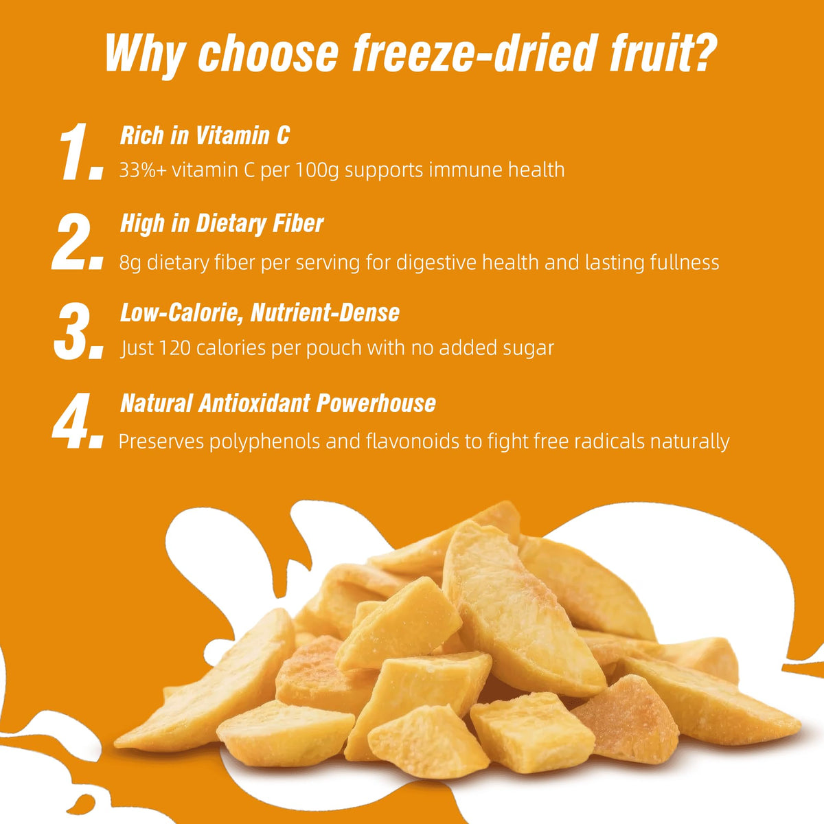 MATINÉE Freeze Dried Mangoes, Dehydrated Fruit Snack, Vegan, Non-GMO, 1.2oz (Pack of 4)