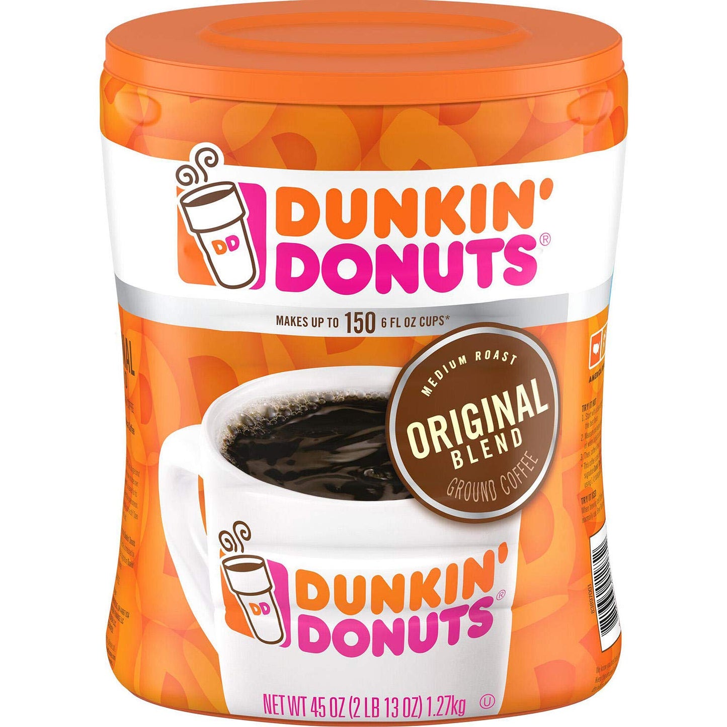 Dunkin Donuts Original Ground Coffee  45 oz - Makes up to 150 6 fl oz cups  2 Pack