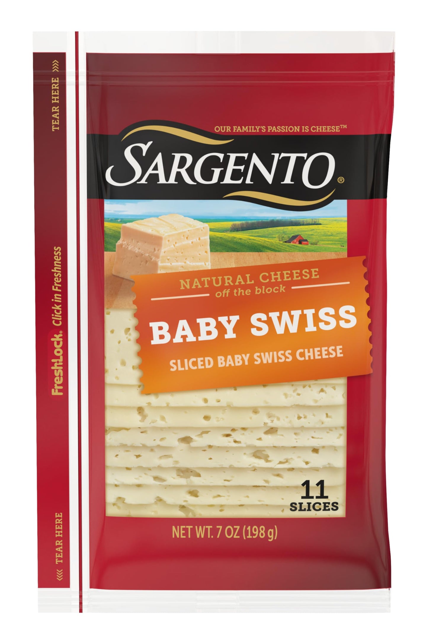 Sargento Natural Baby Swiss Sliced Cheese, 11 Slices