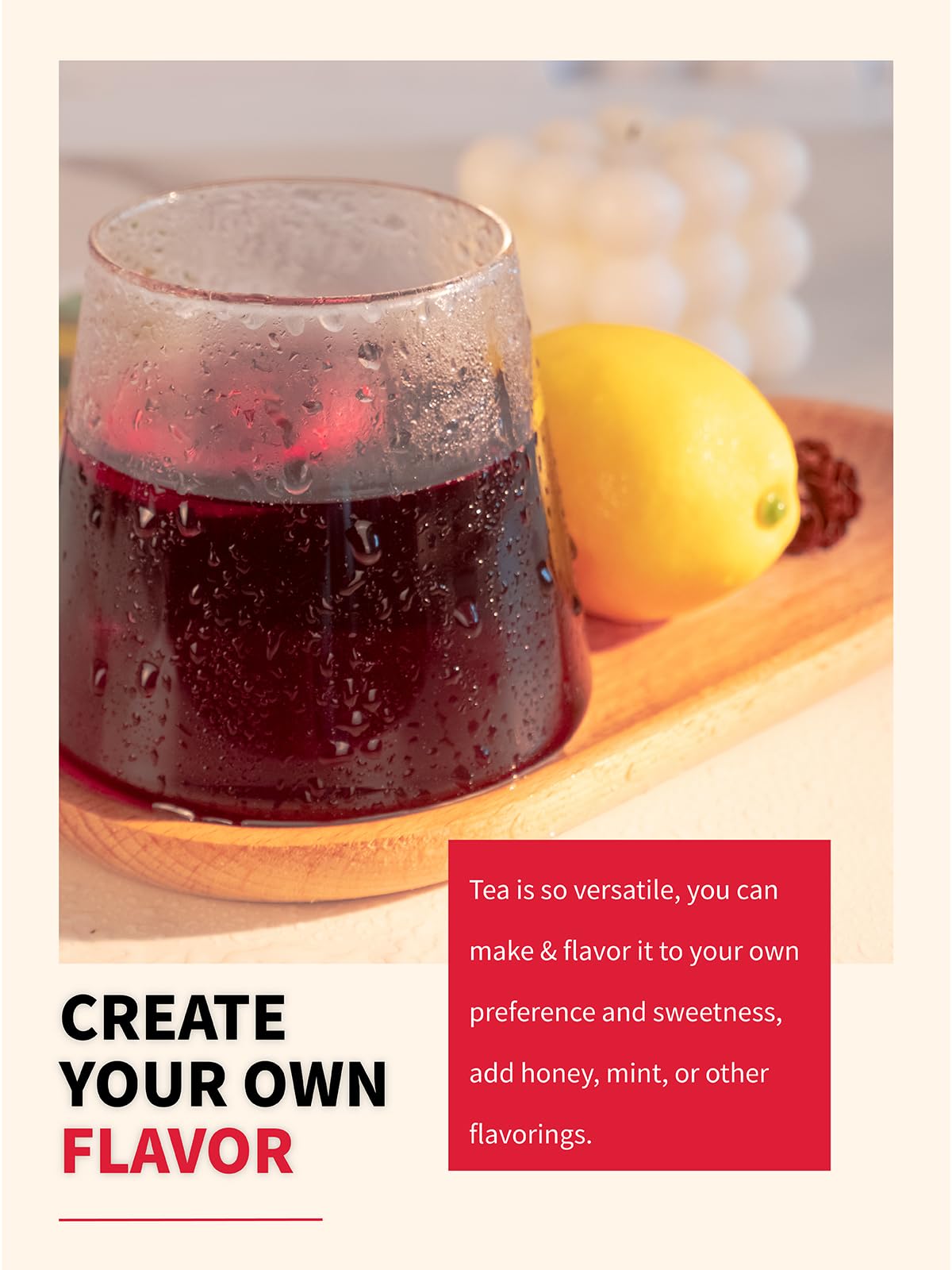TeeLux Hibiscus Iced Tea Bags, Caffeine Free Herbal Tea, 20 Count Family Size