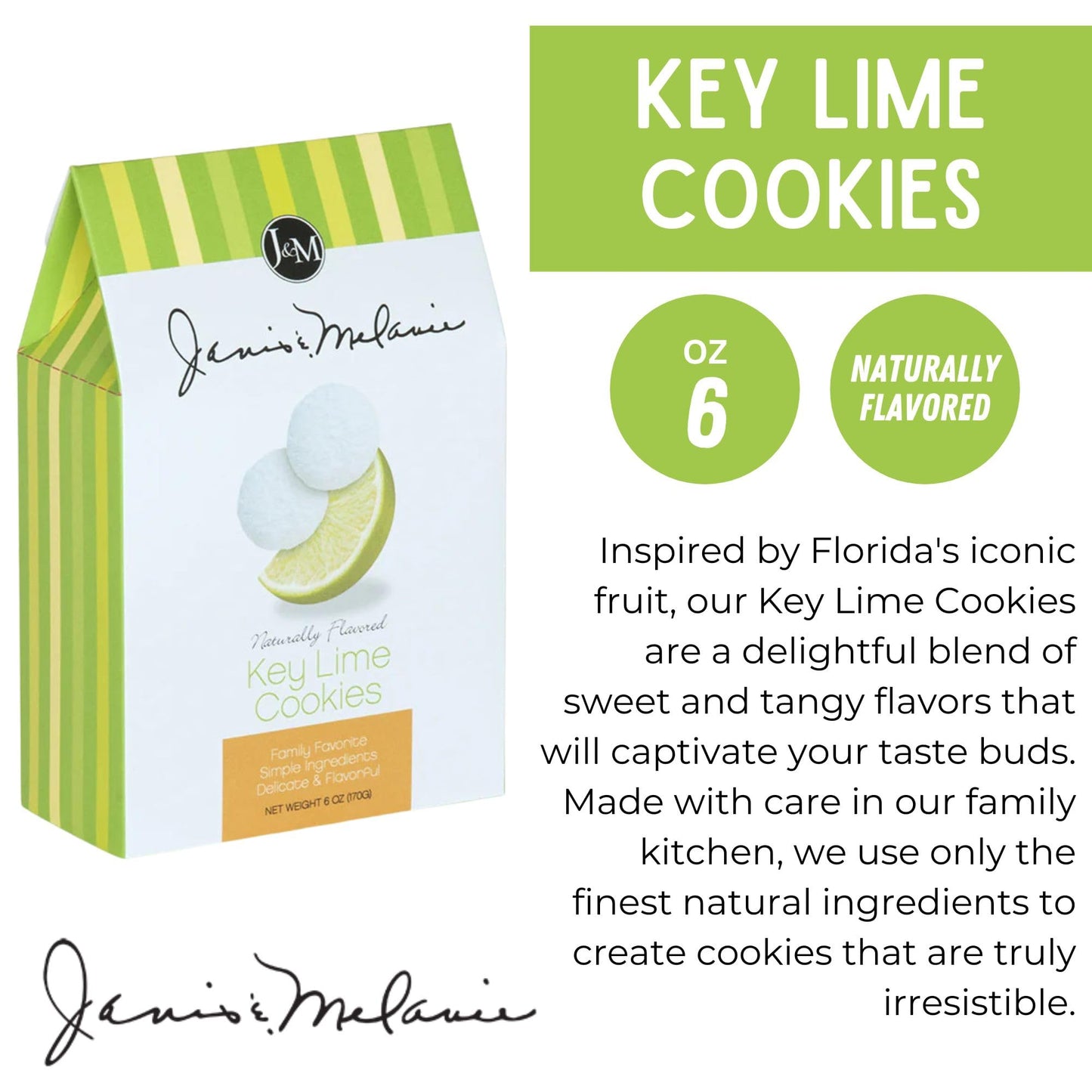 J&M Key Lime Cookies - Refreshing Citrus Flavor, 6 oz, 2 Pack
