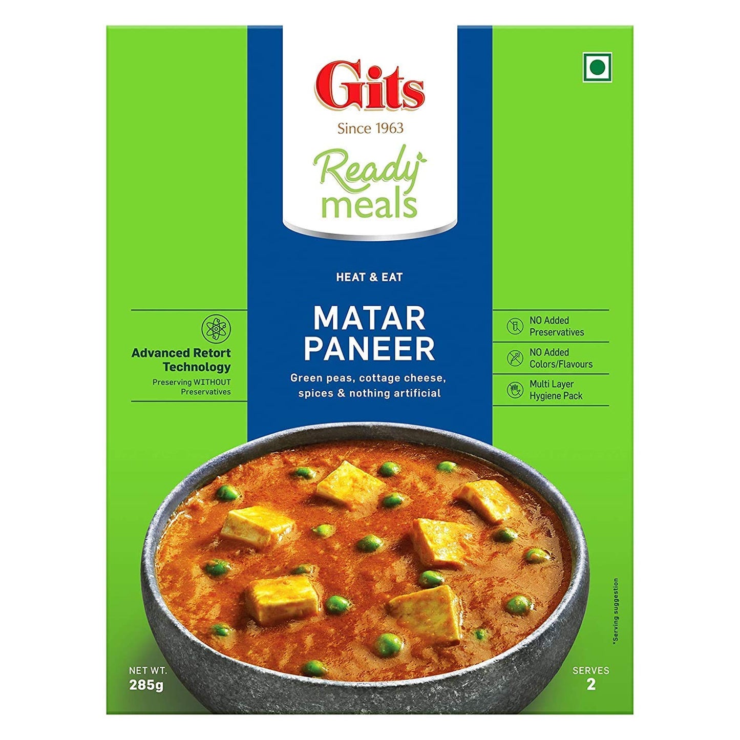 Gits Ready To Eat Paneer Combo 1140G (Matar Paneer Palak Paneer Paneer Tikka Masala Paneer Makhani - 285G Each)