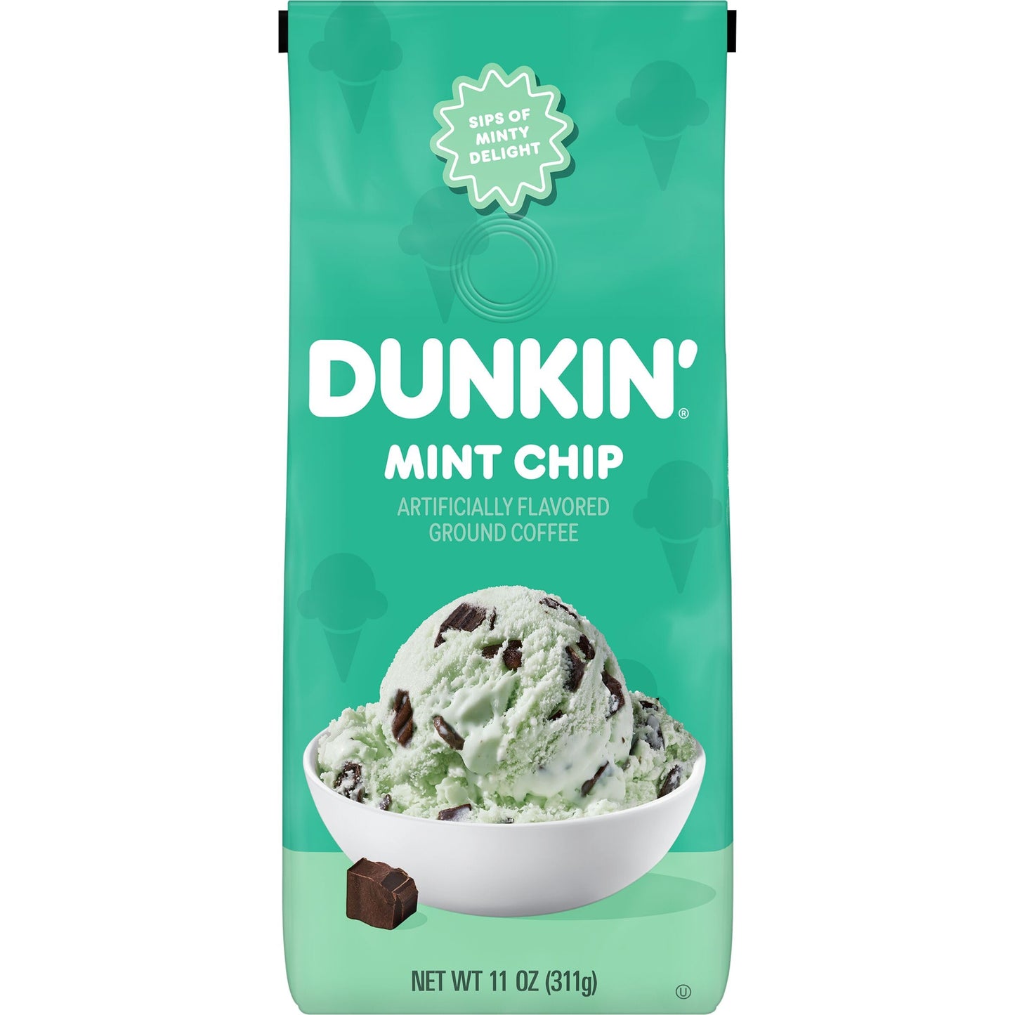 Dunkin Mint Chip Artificially Flavored Coffee, Ground Coffee, 11 Oz. Bag