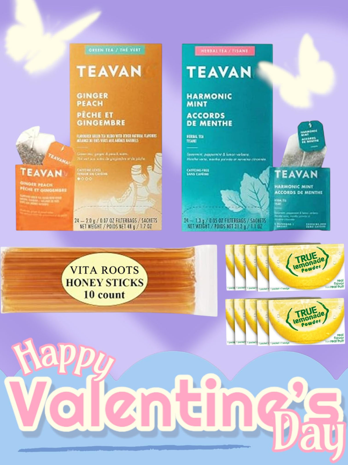 Vitaroots Teavan Harmonic Mint And Ginger Peach Tea - Medicine Ball Recipe Diy Kit - Total 48 Tea Bags (24 Each) Plus 10 Pure Ho