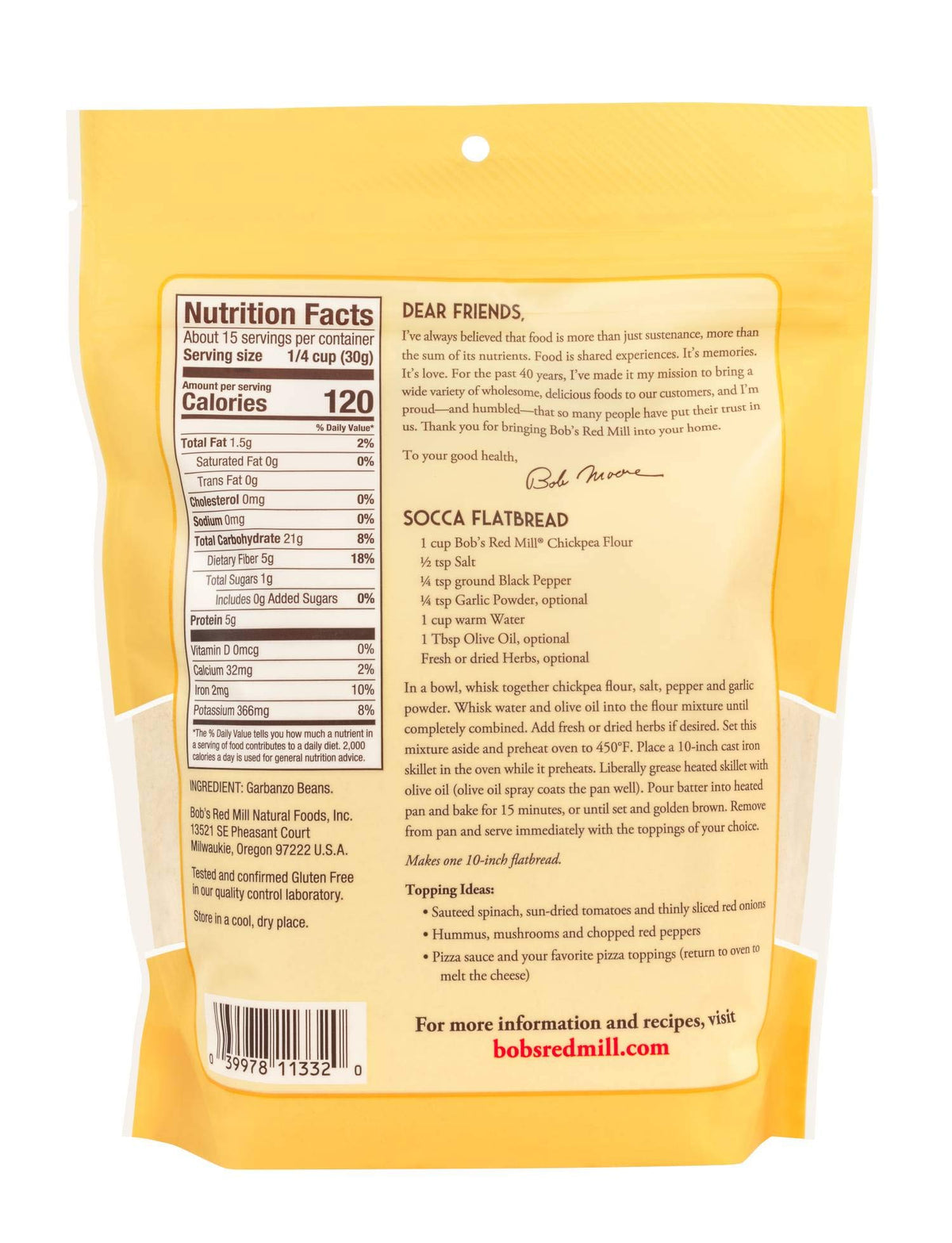 Bobs Red Mill Garbanzo Bean Flour, 16 Ounce (Pack Of 4)
