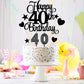 HOGRTi 40th Birthday Cake Decorations Set, Black Series, Paper Candles & Toppers, Numeral 40, Heart & Star Cupcake Picks