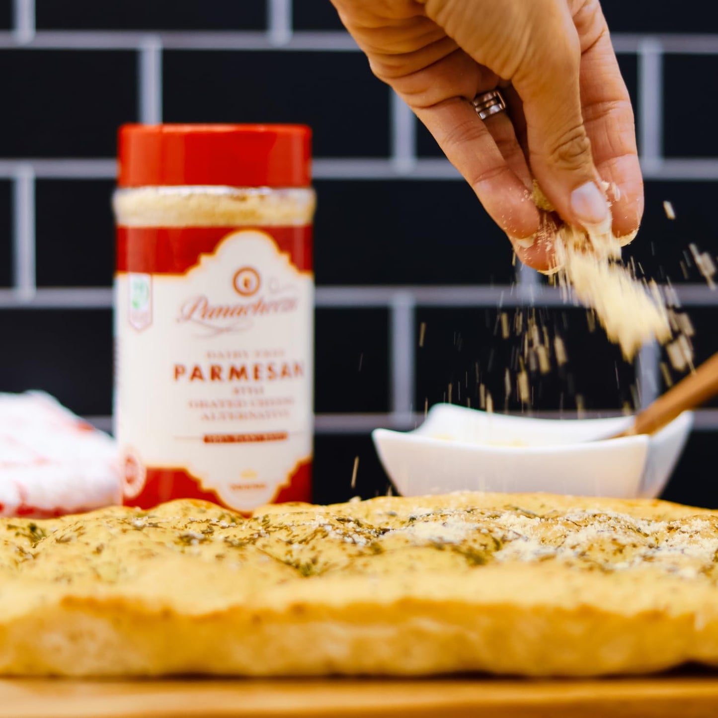 Panacheeza Plant Based Grated Parmesan - Vegan, Bold Flavor for Pastas, Pizzas & Salads - 8oz Shelf Stable