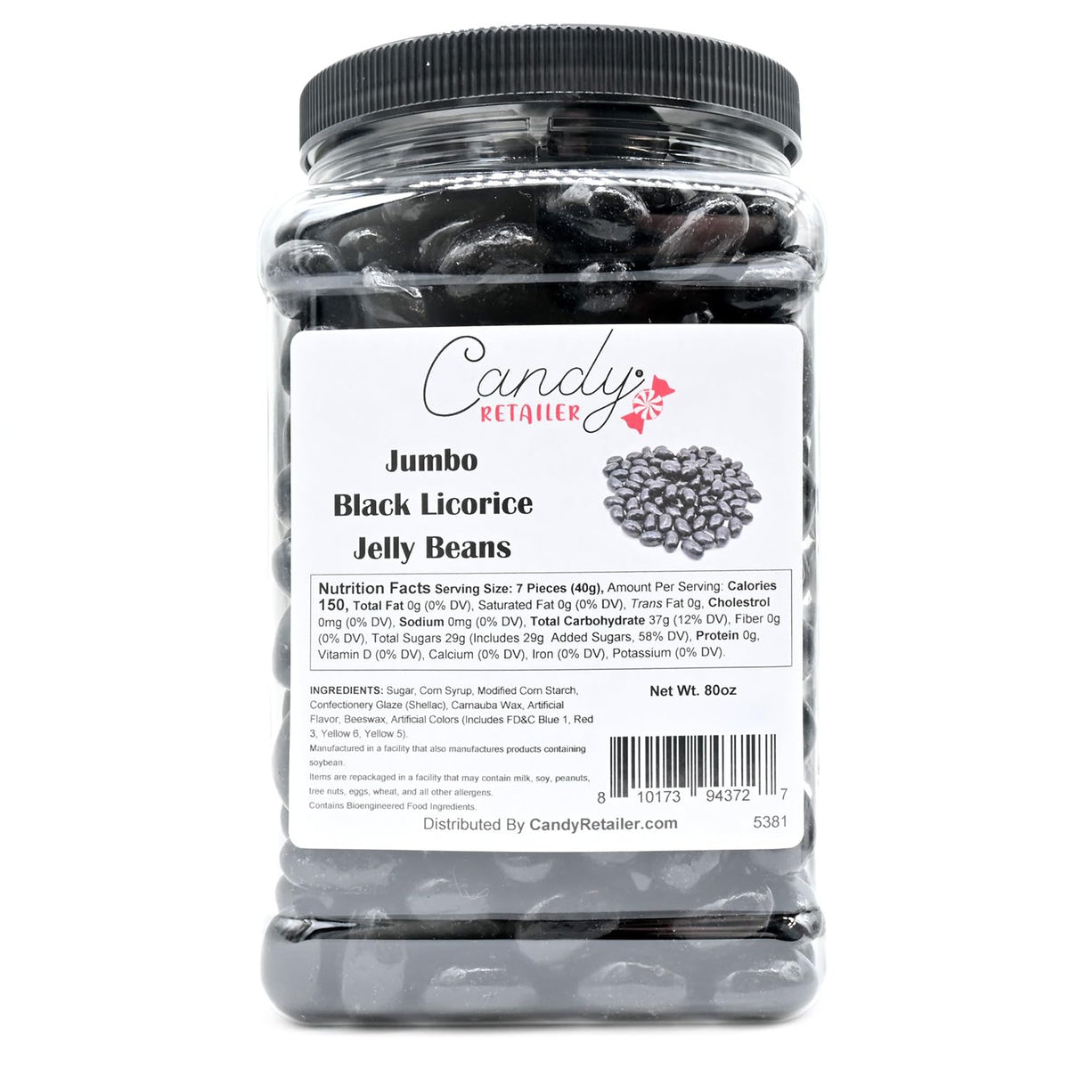 Candy Retailer Jumbo Jelly Beans (5 Lb, Black Licorice)