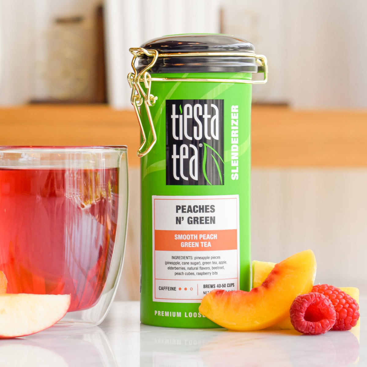 Tiesta Tea - Peaches N Green | Smooth Peach Green Tea | Premium Loose Leaf Tea Blend | Medium Caffeinated Green Tea | Make Hot O