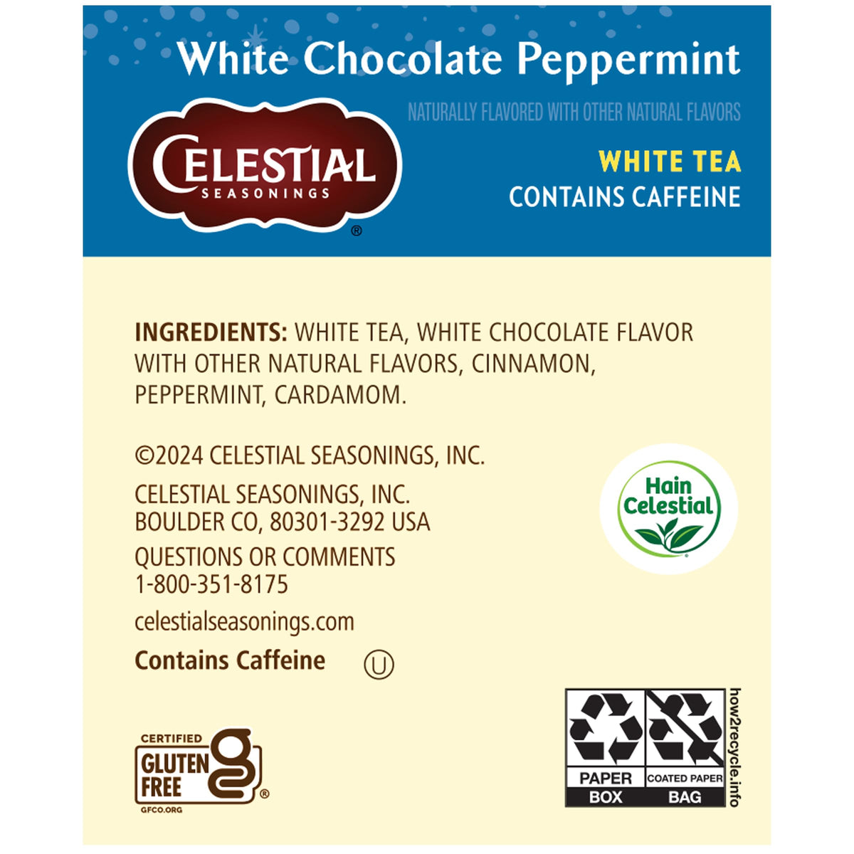 Celestial Seasonings White Tea, White Chocolate, 20 Count (Pack Of 1)