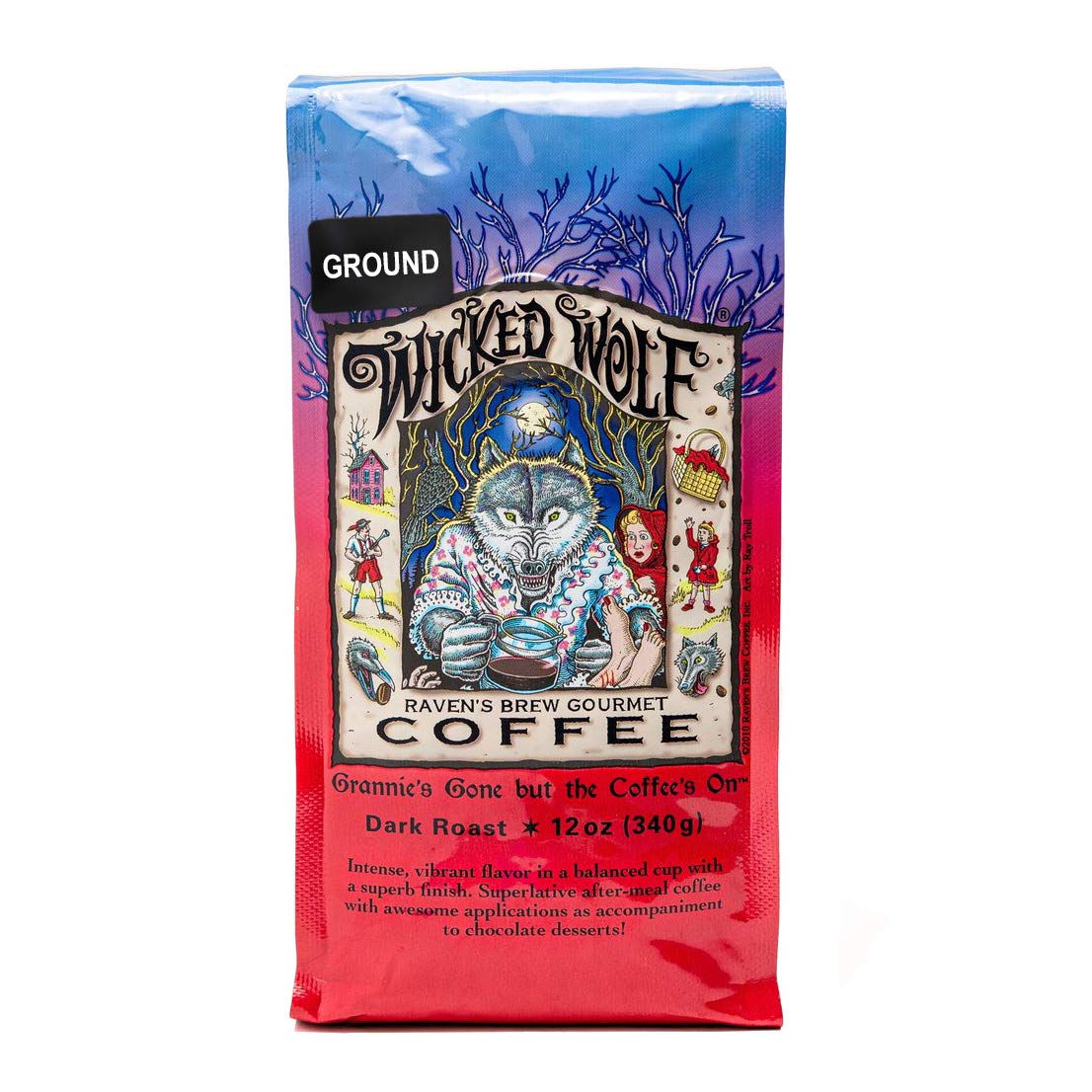 Ravens Brew Auto Drip Grind Dark Roast Coffee, 12 Ounce Bag