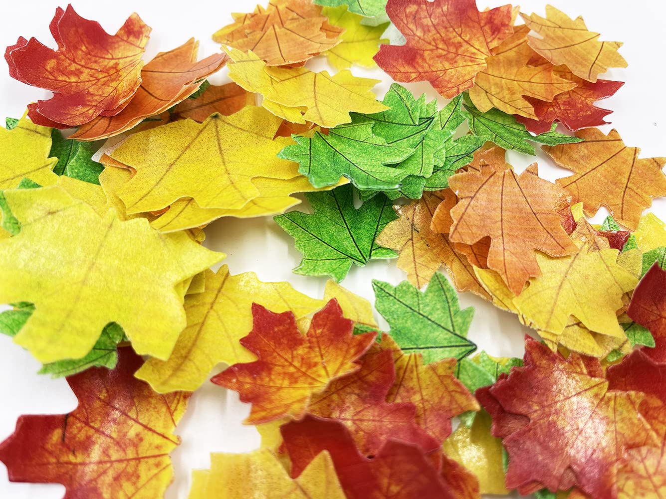 Set Of 75 Edible Fall Leaves Gold Leaf Cake Decorations, Thanksgiving Party Cupcake Topper (Mix Color)