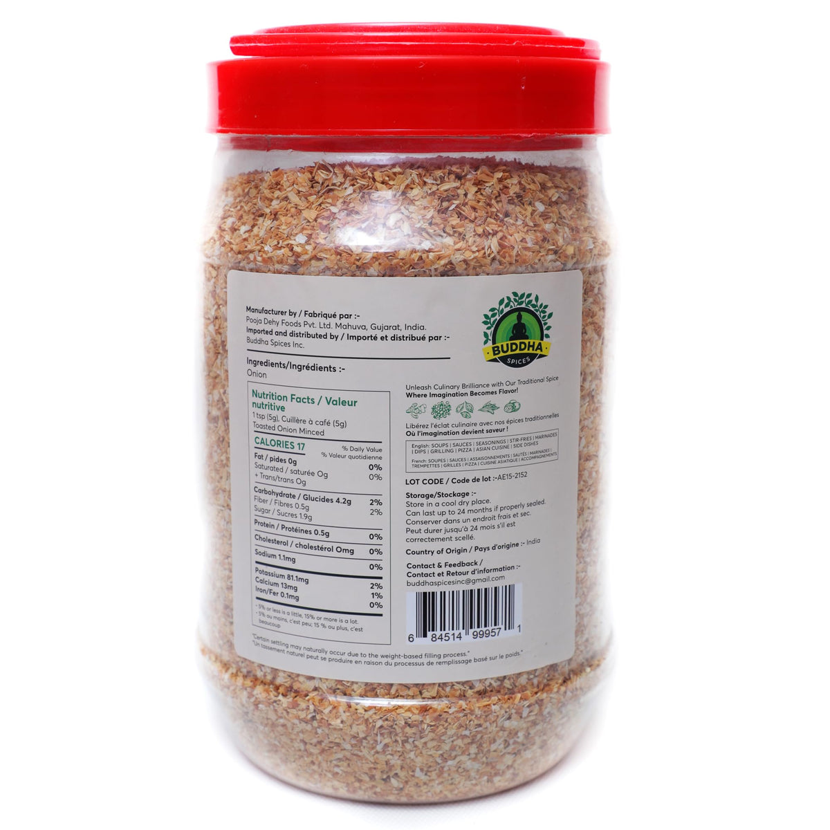 Buddha Spices Inc. Toasted Onion Minced - 800G (28 Oz)